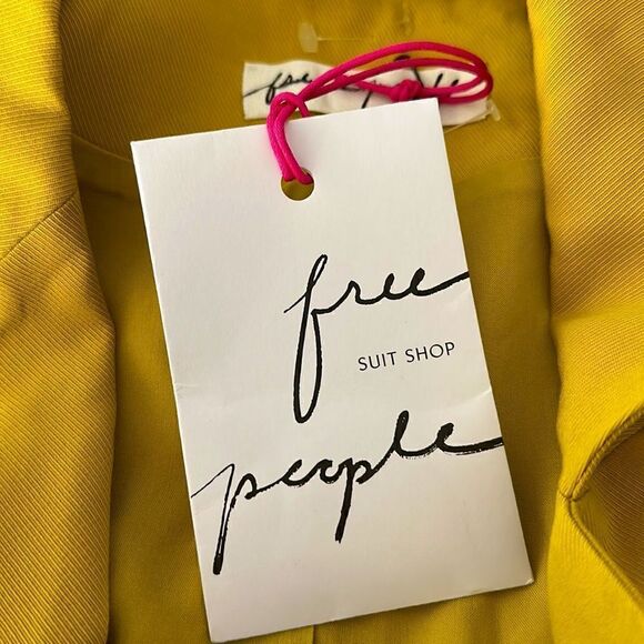 NWT Free People Gabbie Vest Suit Tuxedo Cropped Tailored Slim Collared Mustard - Picture 9 of 16